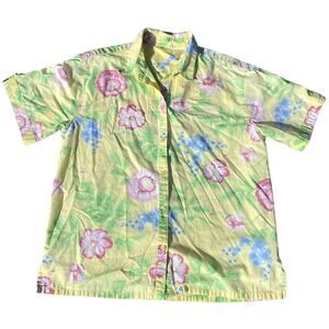 Vintage Bobbie Brook's Women L Top Floral Hawaiian Button Down Shirt